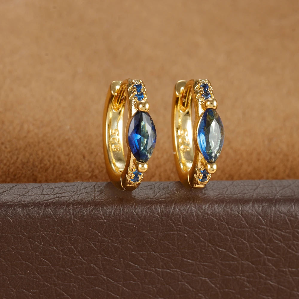 Circle Round Hoop Earrings Women Colorful Zircon Stainless Steel