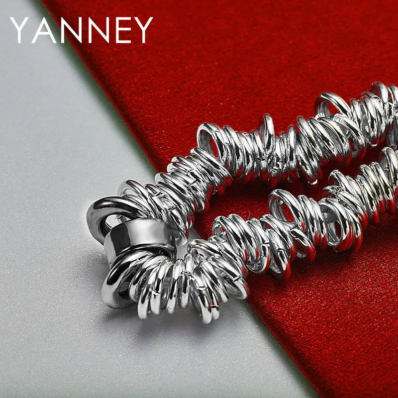 925 Sterling Silver Multi Loop Bracelet Women Hip Hop Party Jewellery Gift