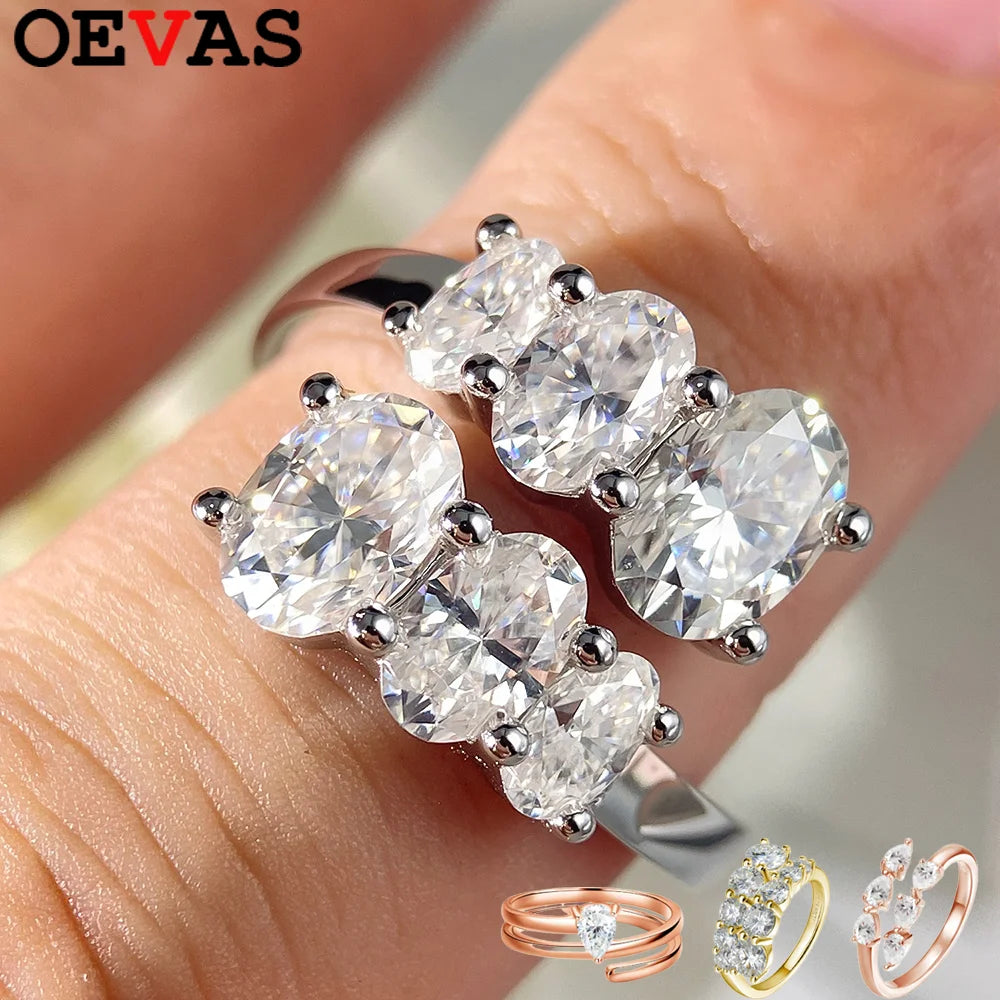 Full Moissanite Diamond Wedding Ring 18K White Gold Plated 925 Silver Band
