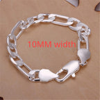 Square Solid Chain Bracelet 925 Sterling Silver Men Women Party Fashion Gift