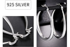 925 Sterling Silver 40mm U-Shaped Hoop Earrings Women Charm Wedding Jewellery