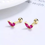 2PCS Stainless Steel Circle Hoop Earrings Colourful Zircon Crystal
