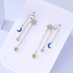 925 Sterling Silver Tassel Zircon Ear Studs Sparkling Hoop Earrings Gift