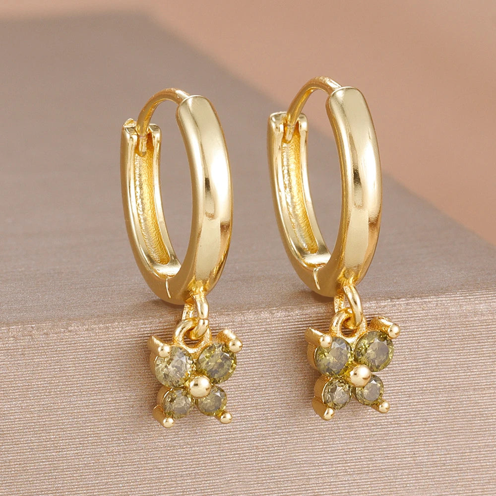 1 Pair Fashion Stainless Steel Zircon Butterfly Pendant Earrings Helix