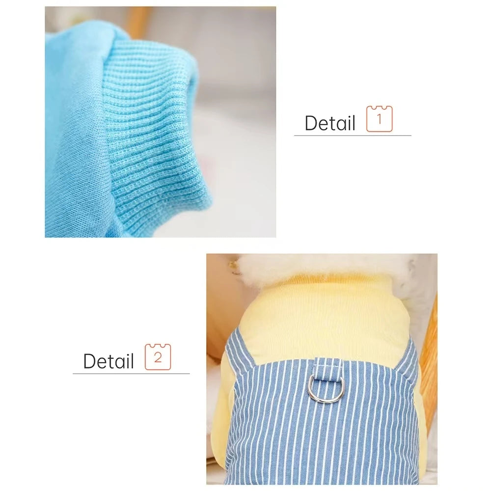 All-Season Soft Pet Shirt Puppy Kitten Breathable Cotton Striped Outfit