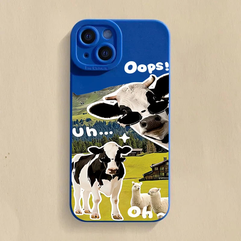 Korean Cute Sunglasses Cow Case for Redmi Note 13 12 11 Pro Plus