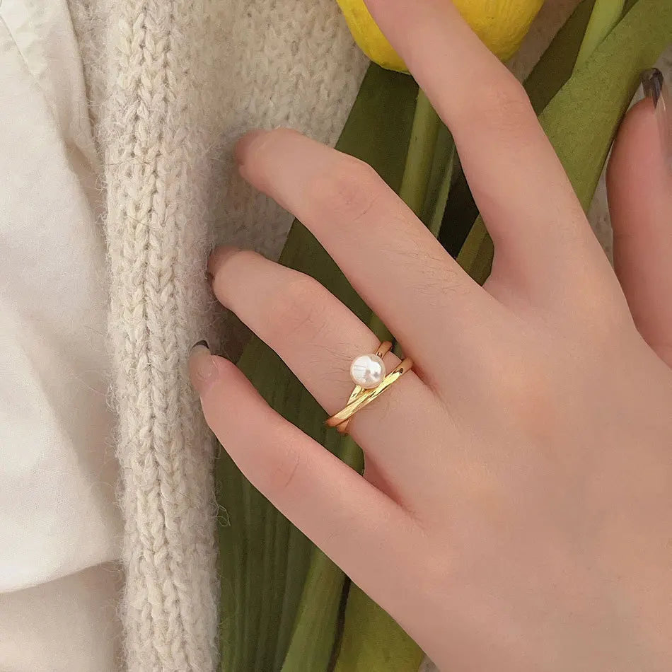 925 Sterling Silver Irregular Pearl Ring Aesthetic Luxury Jewellery Accessory Wholesale