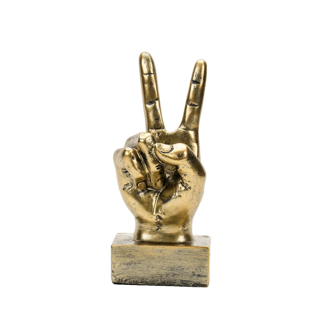 Resin Gesture Hand Finger Figurines Sculpture Retro Ornament Shop Interior Decor