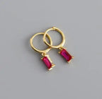 New Stainless Steel Cubic Zirconia Hoop Earrings Small Pendant