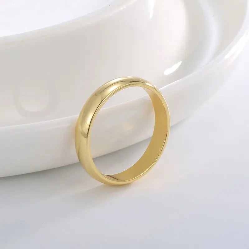925 Sterling Silver Gold Colour Fashion Ring Classic Simple Couple's Wedding Engagement Gift