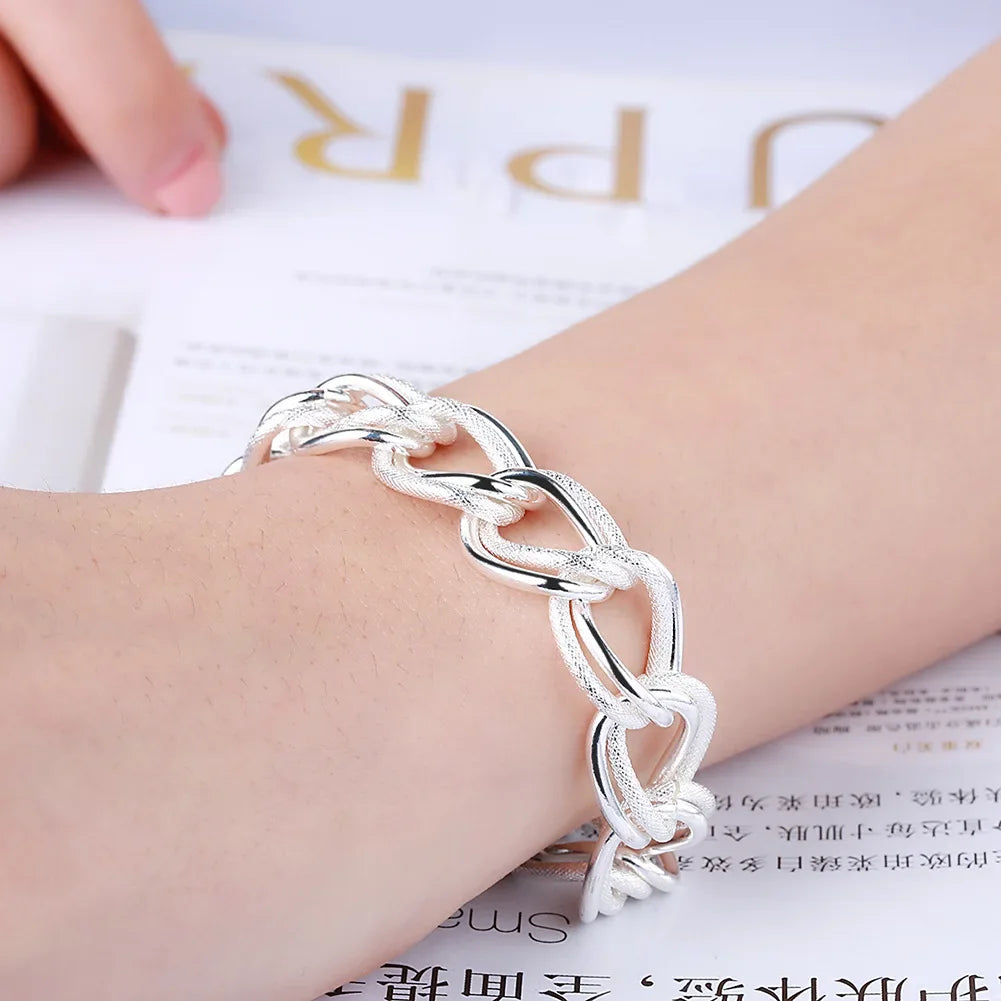 Double Twist Chain Bracelet 925 Sterling Silver Women Wedding Accessories
