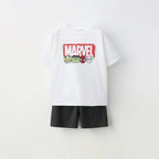 Spiderman Print Boys Short Sleeve Suit Summer Kids T-Shirt & Shorts 2pc Set