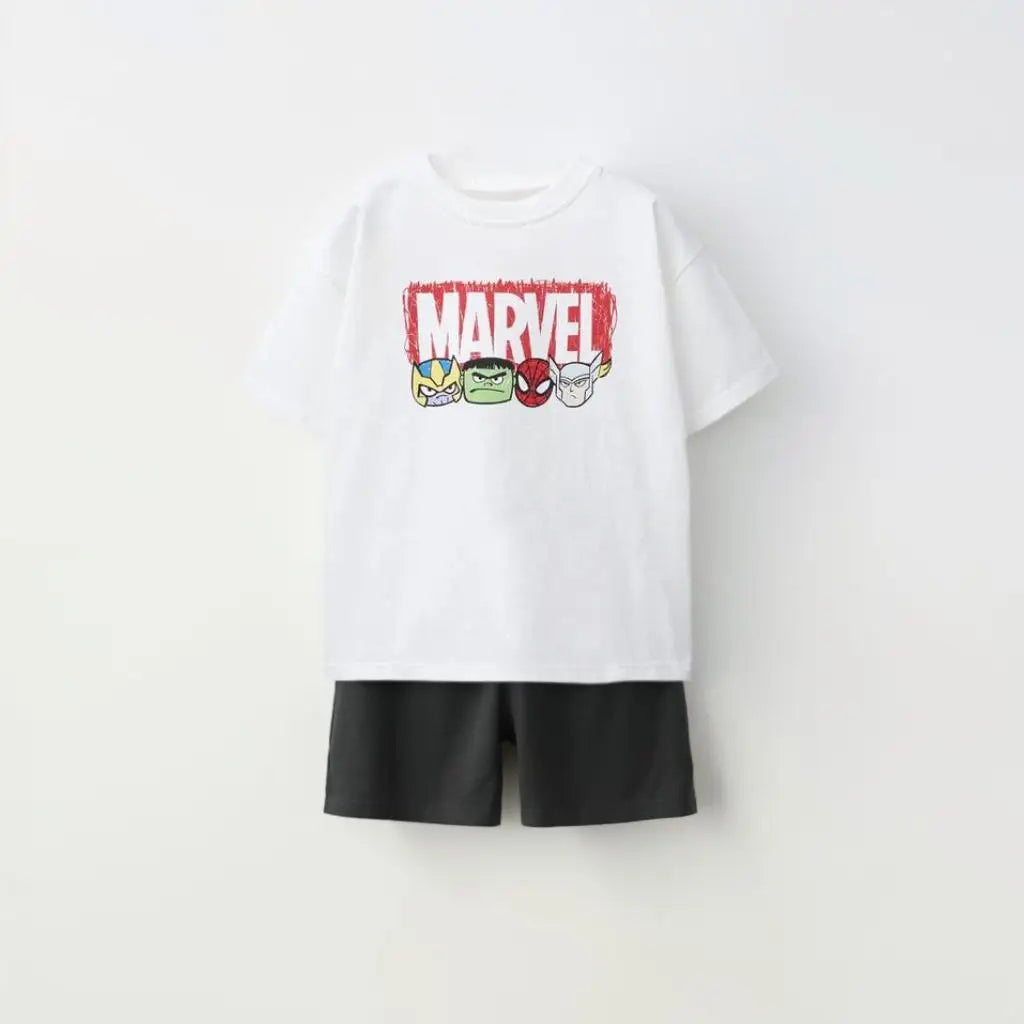 Spiderman Print Boys Short Sleeve Suit Summer Kids T-Shirt & Shorts 2pc Set