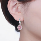 925 Sterling Silver Pink Cherry Blossom Flower Drop Earrings Jewellery Gift