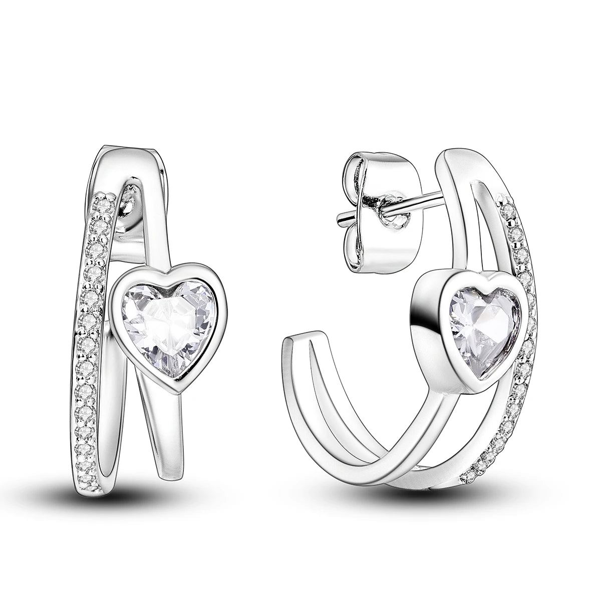 925 Sterling Silver Star Moon Heart Shape Versatile Hoop Earrings Fine Gift