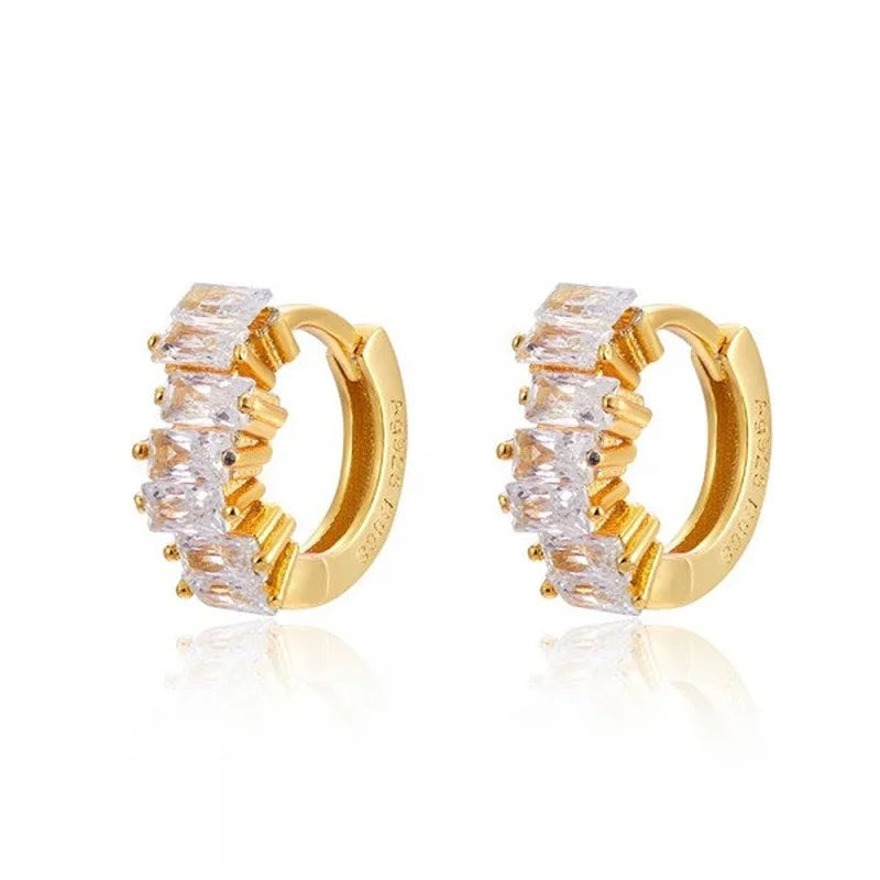 New Design Stainless Steel Zirconia Hoop Earrings Gold Colour Pendant
