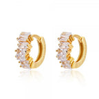 New Design Stainless Steel Zirconia Hoop Earrings Gold Colour Pendant