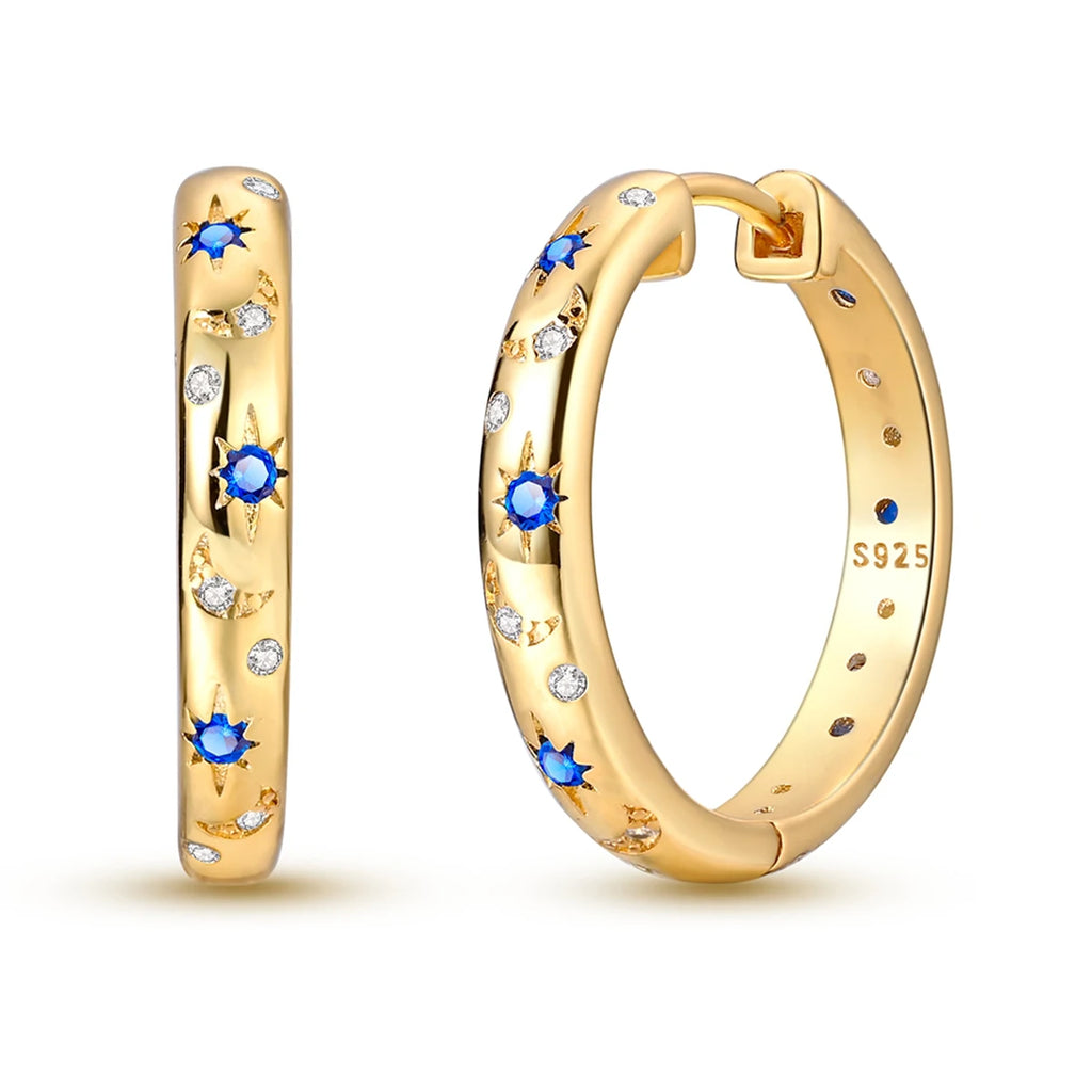 925 Sterling Silver Gold Temperament Versatile Hoop Earrings Birthday Gift