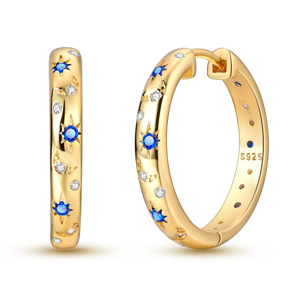 925 Sterling Silver Gold Temperament Versatile Hoop Earrings Birthday Gift