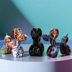 Graffiti Balloon Dog Sculpture Black White Puppy Figurines Modern Tabletop Decoration