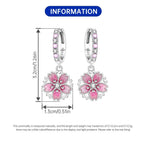 925 Sterling Silver Pink Cherry Blossom Flower Drop Earrings Jewellery Gift