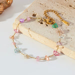 Colored Transparent Stone Stainless Steel Bracelet Exquisite Thin Chain