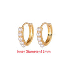 Yuedane Stainless Steel Little Imitation Pearl Hoop Earrings Small Circle
