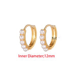 Yuedane Stainless Steel Little Imitation Pearl Hoop Earrings Small Circle