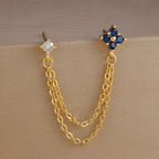 Exquisite Green Zircon Flower Hoop Earrings 18K Gold Plated Steel