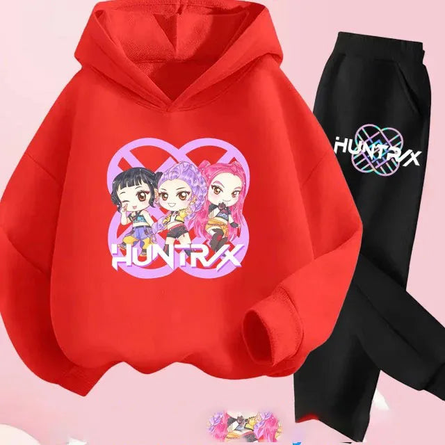Toddler Girls Kpop Demon Hunters Fashion Hoodie & Sweatshirt Set Kids Suit