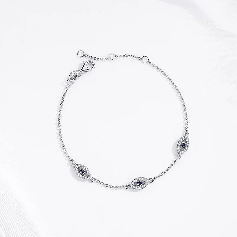 KALETINE Charm Evil Eye Bracelet for Women 925 Sterling Silver Luxury Shiny Cut Cubic Zircon CZ Adjustable Bangles Jewelry Gift