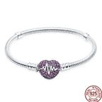 925 Silver 17-20CM Heart Pave Zirconia Original Bracelets Infinity Bracelet Fit DIY Charms Bead Birthday Jewelry Gifts Hot Sale