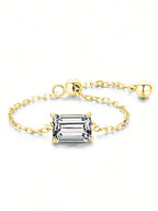 Certified Moissanite Chain Ring 1CT Oval Pear Cut Adjustable 925 Sterling Silver