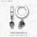 Skull Pave Hinged Hoop Earrings 925 Sterling Silver Rebel Punk Gift