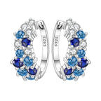 925 Sterling Silver Sparkling Zircon Hoop Earrings Trendy Jewellery Gift