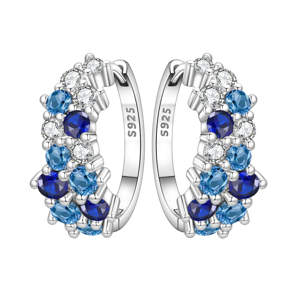 925 Sterling Silver Vine Love Black Zirconia Hoop Earrings Trendy Jewellery