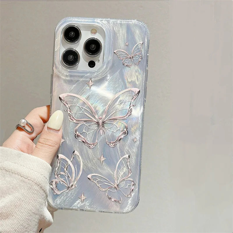 Green Gradient Butterfly Case for Samsung A55 A35 A15 S24 S23 Ultra S22 FE