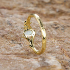 Charm Plant Flower Ring Gold Color White Fire Opal Rings For Women Zircon Wedding Bands Oval Stone Engagement Ring Jewelry Gifts
