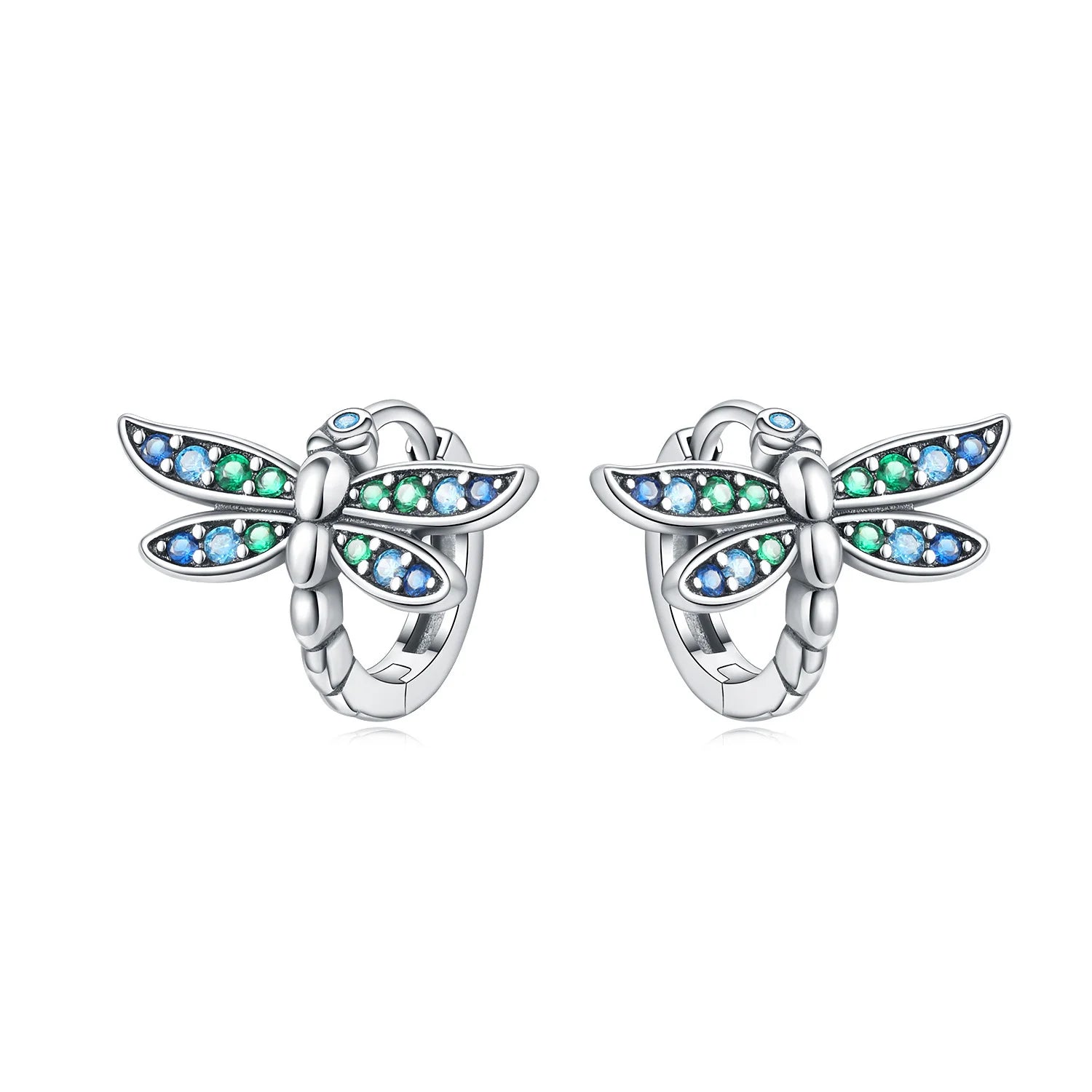 925 Sterling Silver Gradient Dragonfly Insect Drop Earrings Anniversary Gift