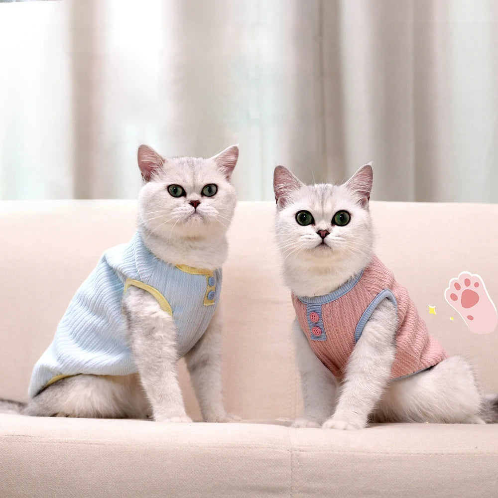 Knitted Cat Vest Warm Thermal Plush Kitty Sweater Fleece Jacket Pullover