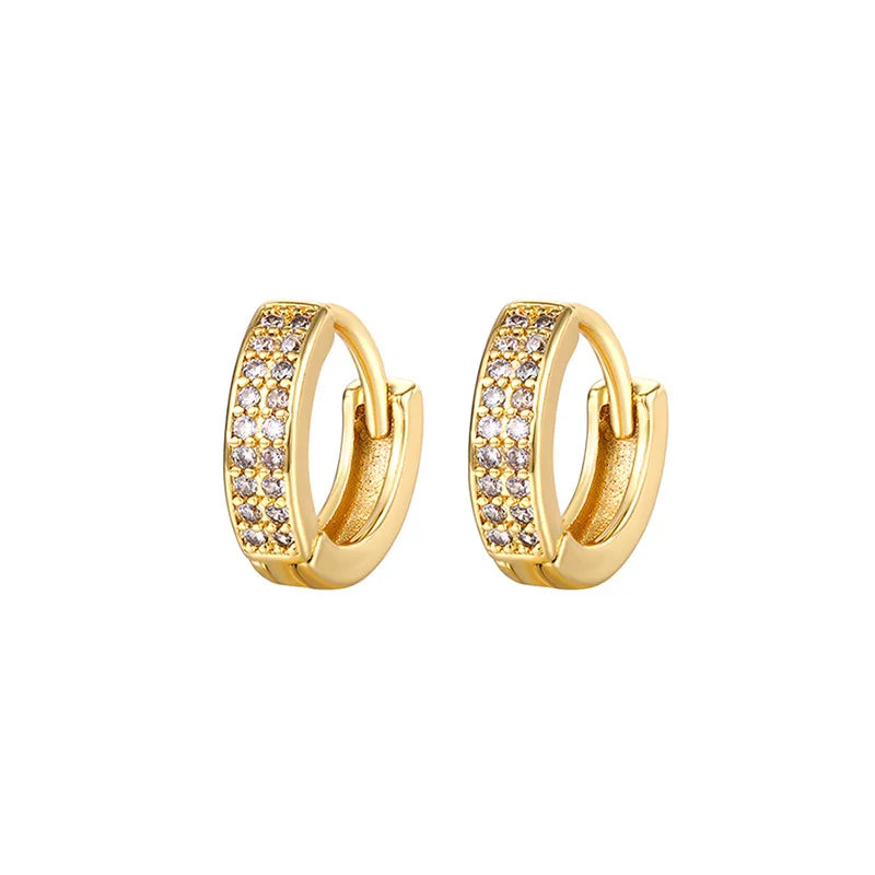 2PCS Stainless Steel CZ Zircon Small Hoop Earrings Men 6mm 8mm 10mm