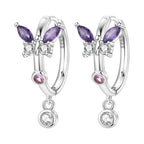 925 Sterling Silver Blue Iris Flower Drop Earrings Anniversary Jewellery Gift