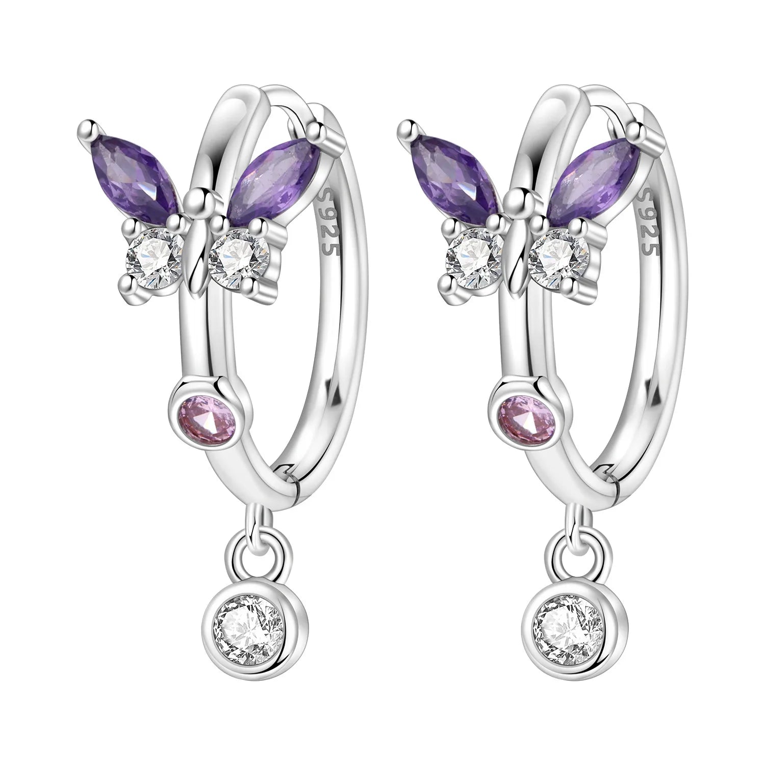 925 Sterling Silver Blue Iris Flower Drop Earrings Anniversary Jewellery Gift