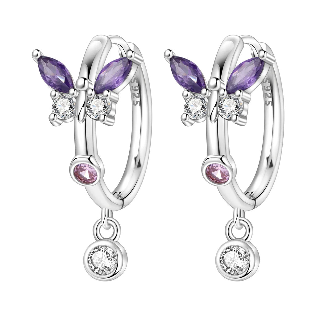 925 Sterling Silver Gradient Dragonfly Insect Drop Earrings Anniversary Gift