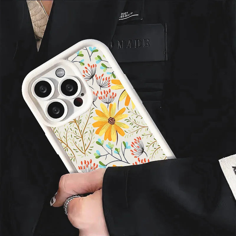 Summer Leaf Pattern Case for iPhone 16 15 14 13 12 11 Pro Max XR XS 7 8 SE