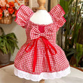Sweet Bow Dog Cat Dress Set, Floral Lace Party Dress with Bow Tie, Cute Photoshoot Outfit for Small Medium Pets, Special Occasio