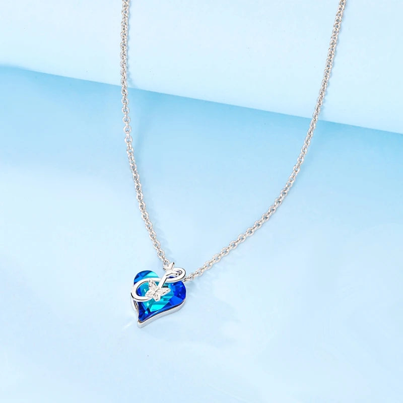 925 Sterling Silver Luminous Firefly Heart Shaped Zircon Pendant Necklace For Women Fashion Anniversary Birthday Jewelry Gifts