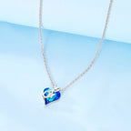 925 Sterling Silver Luminous Firefly Heart Shaped Zircon Pendant Necklace For Women Fashion Anniversary Birthday Jewelry Gifts