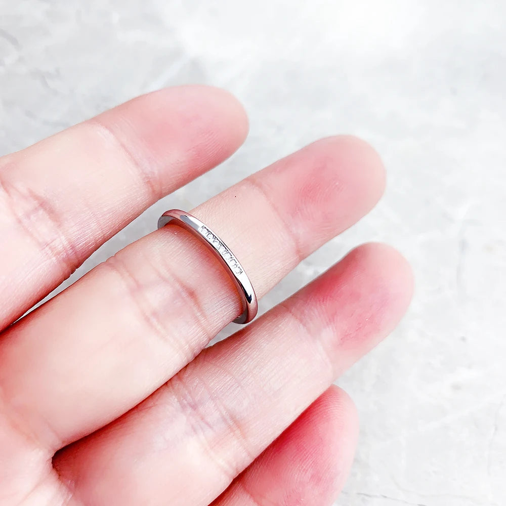 Delicate Band Ring 925 Sterling Silver Classic Fine Jewellery Women Romantic Gift