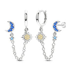 925 Sterling Silver Tassel Zircon Ear Studs Sparkling Hoop Earrings Gift